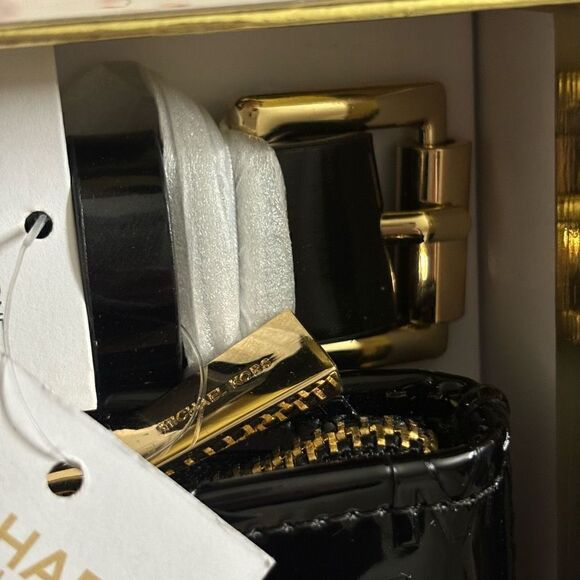 Michael Kors MK Logo Debossed Adjustable Belt Bag Patent Leather Black L/XL - Picture 7 of 13